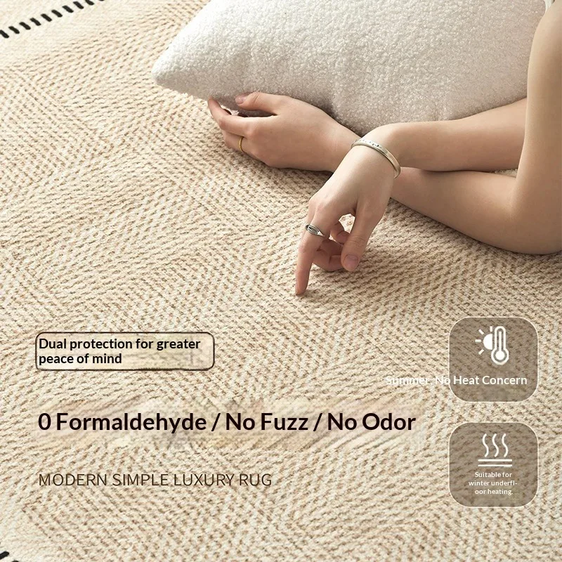 French Retro Polyester Carpet Living Room & Bedroom Sofa Floor Mat Wash-Free Erasable Waterproof Luxury Large Area