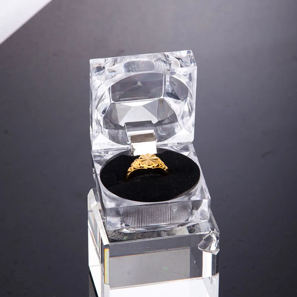 

10 Pcs Transparent Crystal Box Jewelry Engagement Ring Boxes for Proposal Bride