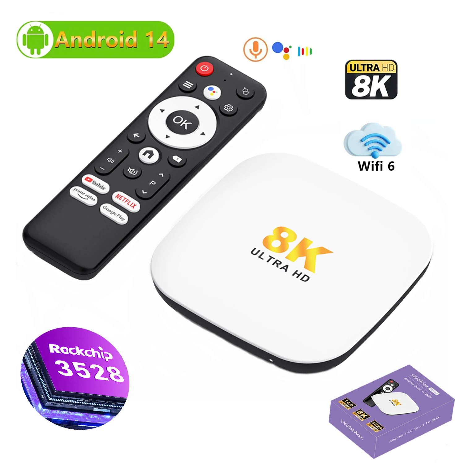 Android 14 TV BOX H96 Max M2 Plus Smart TV Box يدعم 2.4G/5G WiFi6 يدعم 8K HDR Video Android TV Set Top Box