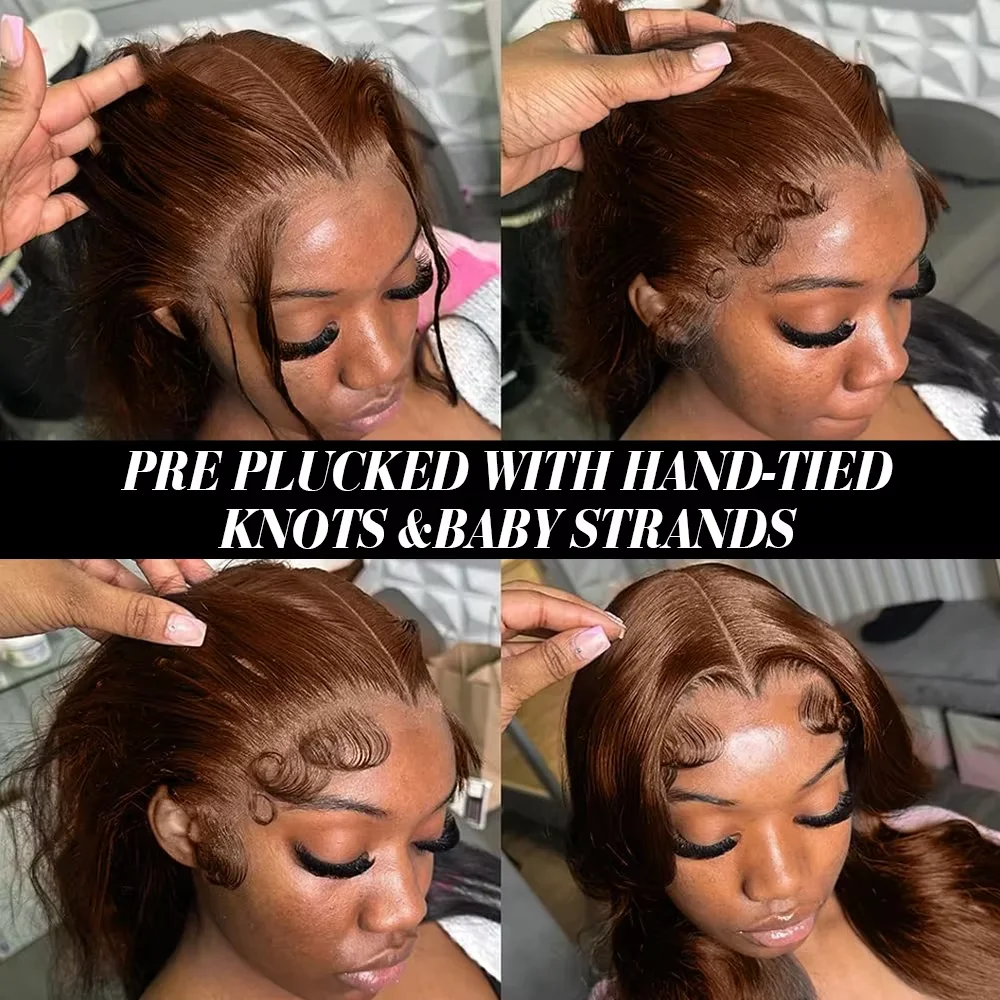 Chocolate Brown Wig Body Wave 13x6 HD Lace Frontal Wigs Human Hair Brazilian 13x4 HD Lace Front Human Hair Wigs For Women  13x4 Chocolate Brown Body Wave Lace Front Wig 13x6 HDTransparent Lace Frontal Wig view 5