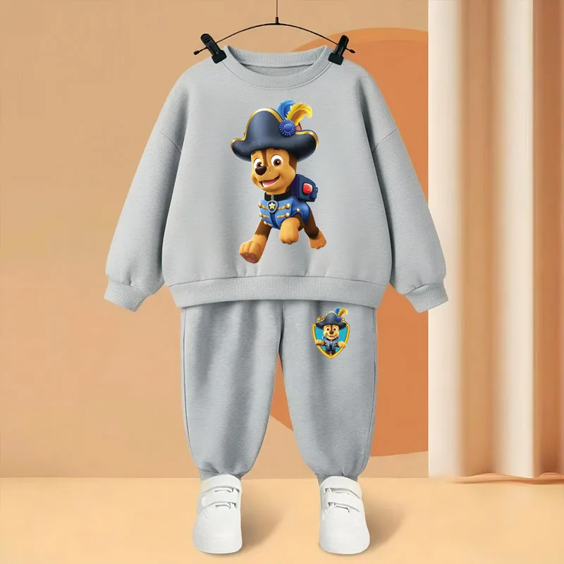 2026 New Paw Patrol Boys and Girls Solid Color Sweatshirt 2‑Piece Outfit, Cute Cartoon Spring Autumn Tracksuit Hoodies and Pant