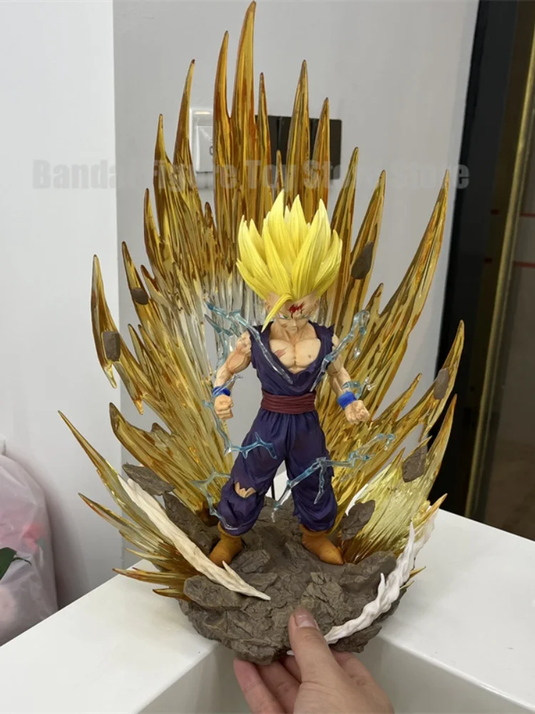 38cm Anime Dragon Ball Figure Super Saiyan Son Gohan Pvc Action Figure With Special Effect Collection Desktop Statue Toys Gifts