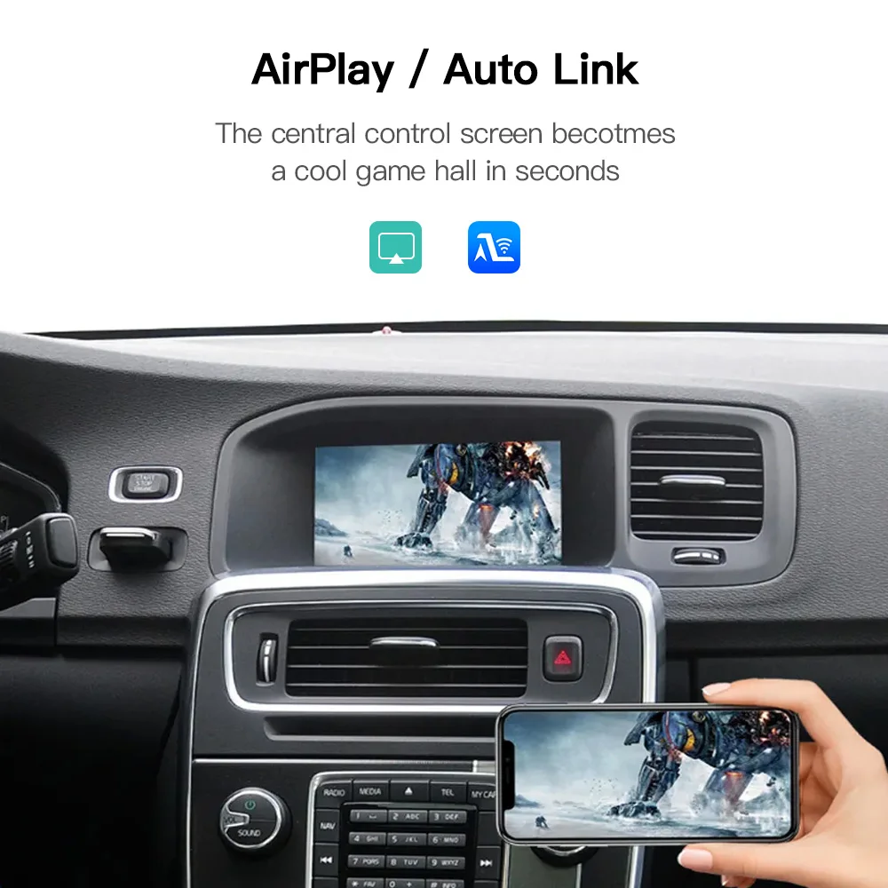 Caja decodificadora de interfaz automática inalámbrica Apple CarPlay Android, enlace de espejo para Volvo xc60 s60l v60 v40 s60, pantalla Multimedia de coche OEM