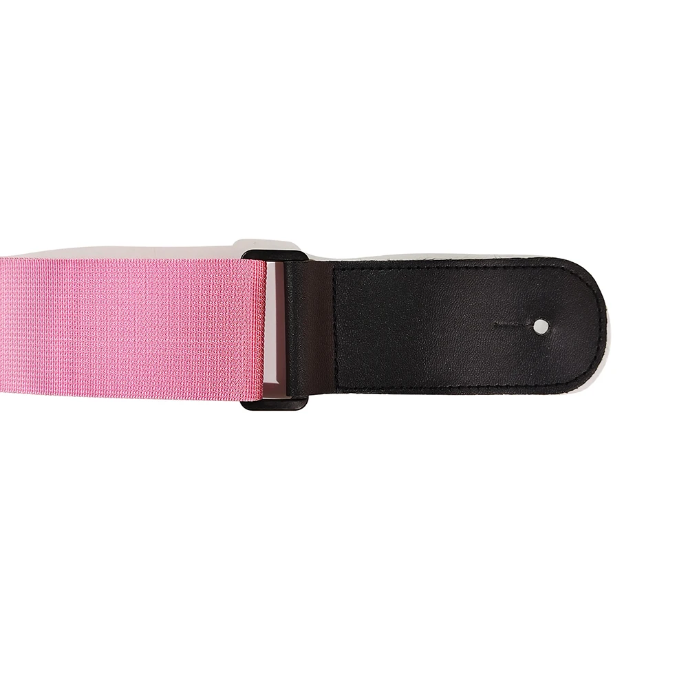 Acoustic Guitar Strap Pure Pink Color Adjustable Folk Guitar Belt Accessories