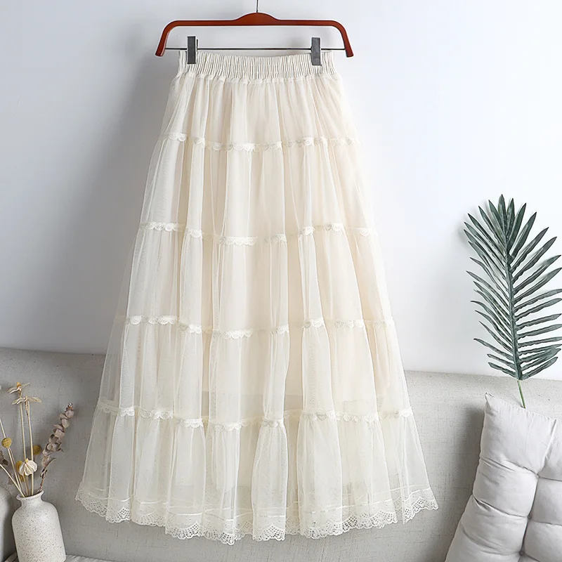 

Elegant Women's Skirt Streetwear 2025 Spring and Summer New Solid Color Long Skirt A-line Pleated Cake Short Dresses for Female