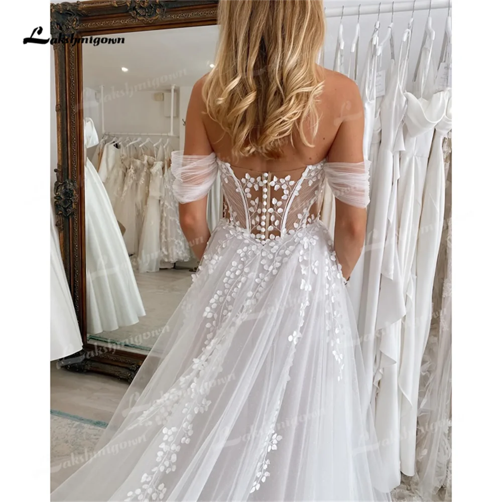 Elegant New Customized Wedding Dresses Lace Applique Bridal Gowns Sleeveless Wedding Dresses Sweetheart vestido de novia