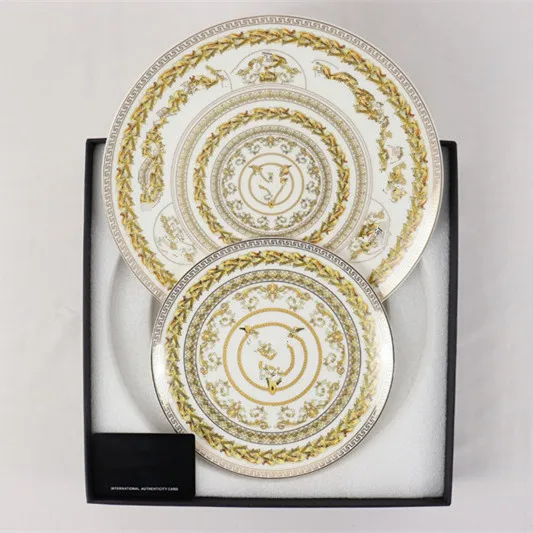 

High bone China Plate Creative V-shaped pattern dinnerware Hotel Western steak plate household salad plate