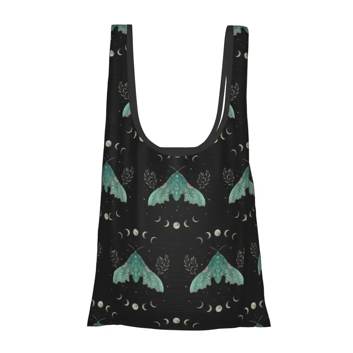 Luna And Moth Portable Tote Shopping Bags Large Capacity Shopper Bag Grocery Handbag Shoulder Bag