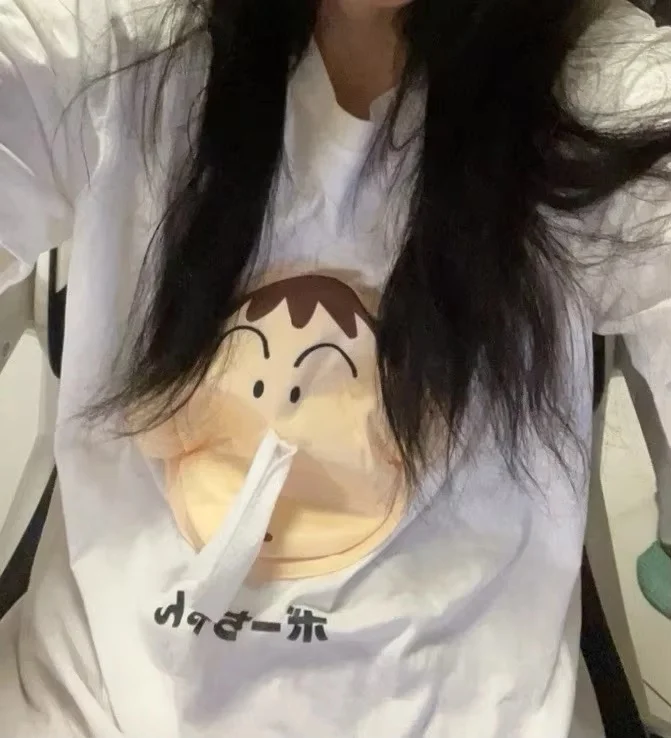 Crayon criativo shin chan boozchan 3d tecido camiseta manga curta tendências divertidas moda portátil papel de tecido bonito presente de natal