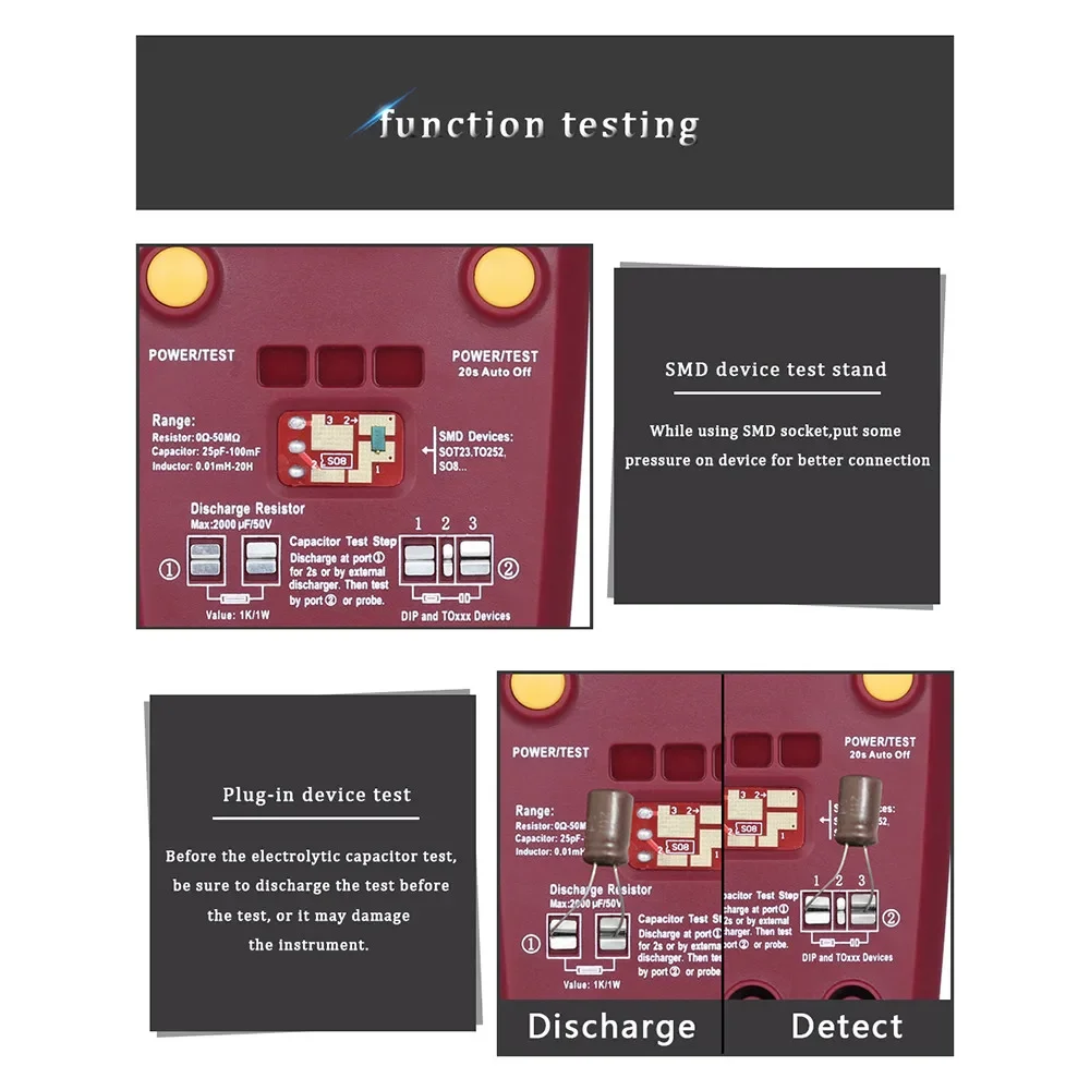 

Digital Transistor Tester BSIDE ESR02 Pro for SMD Components with Automatic Pin Element Testing and Large LCD Backlight Display