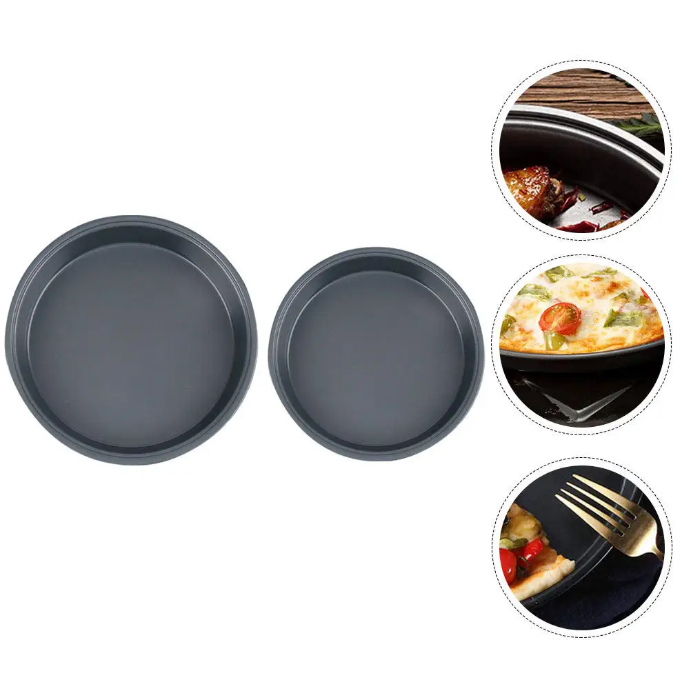 

2 шт. круглых противня для пиццы из углеродистой стали, антипригарные, устойчивые к коррозии, высокотемпературные, для духовки, микроволновой печи, для семейных встреч