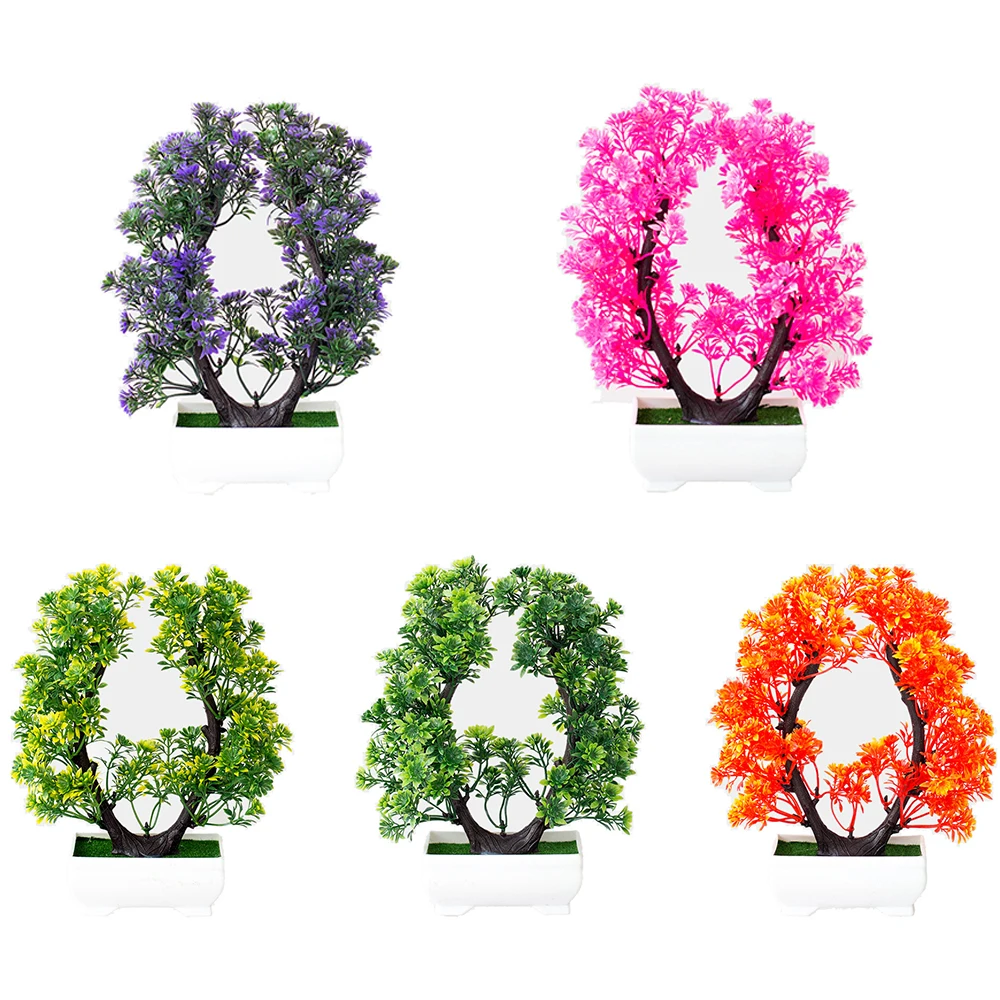 نباتات بونساي صناعية بوعاء ، شجرة صغيرة ، زهور مزيفة ، زينات لحديقة المنزل ، ديكور حفلة فندق ، جميل #1