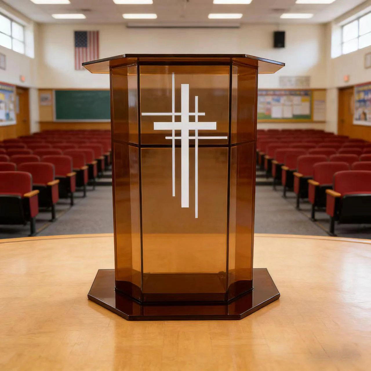 xg-Modern Style Blue Acrylic Podium Desk for Commercial Use-Versatile Furniture for Schools MC Weddings Hotels Supermarkets@