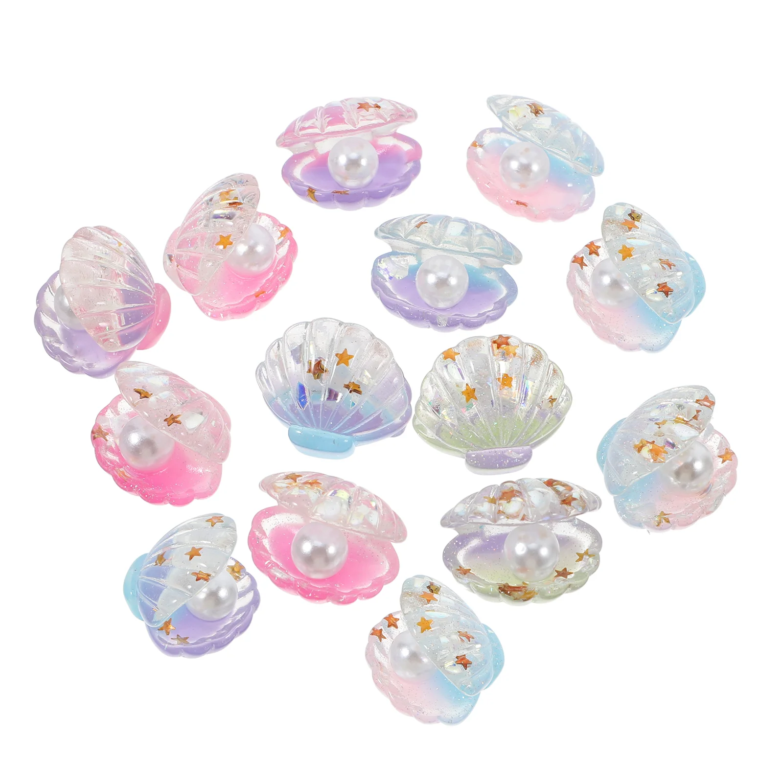 

16 Pcs Simulated Pearl Shell Toy Kilt Luminous Ornaments Scallops Decor Tiny Statue Shine