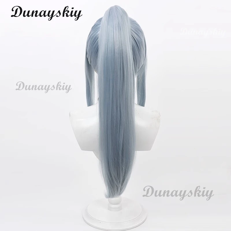Mashle Abyss Razor Cosplay Perruque, Queue de Cheval, Frange, Gris, Bleu, Cheveux Synthétiques Raides, Anime Magic Muscles, Play Sauna Wear