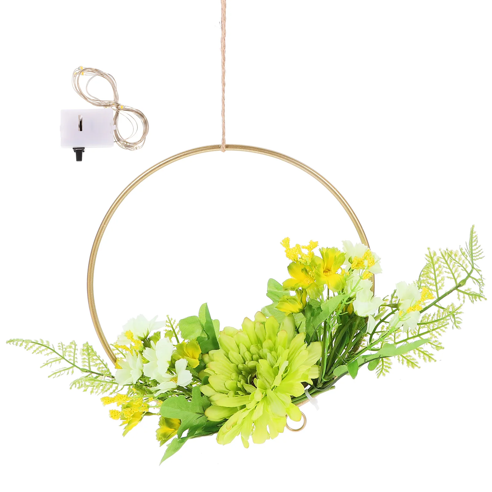 

Artificial Flower Light Bamboo Ring Lamp Pendant Home Hanging Wreath DecorativeFlower Lamp Pendant Hanging Decor
