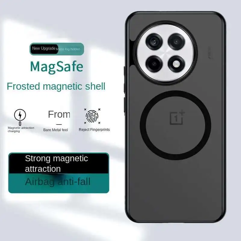 

For Magnetic MagSafe Case For oneplus 13 12 13R ace 5 Nord 5 ce5 Transparent Matte Hard Shockproof Cover Bumper
