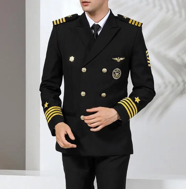 

Suit Men US Uniform Black Officer Spring Sailor Seaman Double-breasted Include Jacket Pants Badge