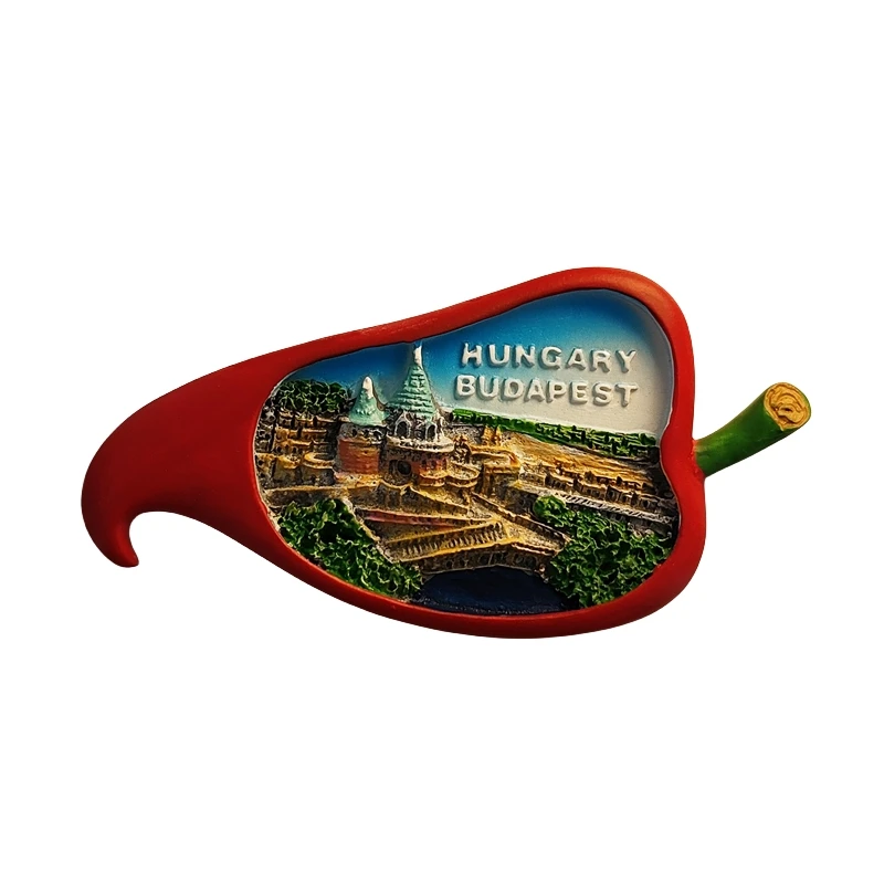 المجر، بودابيست، فلفل، مجسم ثلاثي الأبعاد، هدايا تذكارية للسياحة، لوحة من الراتنج، ديكور منزلي، مغناطيس الثلاجة ﻿