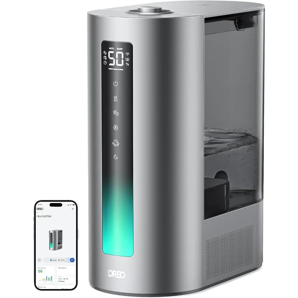 

6L Smart Humidifier, Warm & Cool Mist Humidifier for Bedroom, Run Time 60 Hours, High Precision Humidity Sensor,Works with Alexa