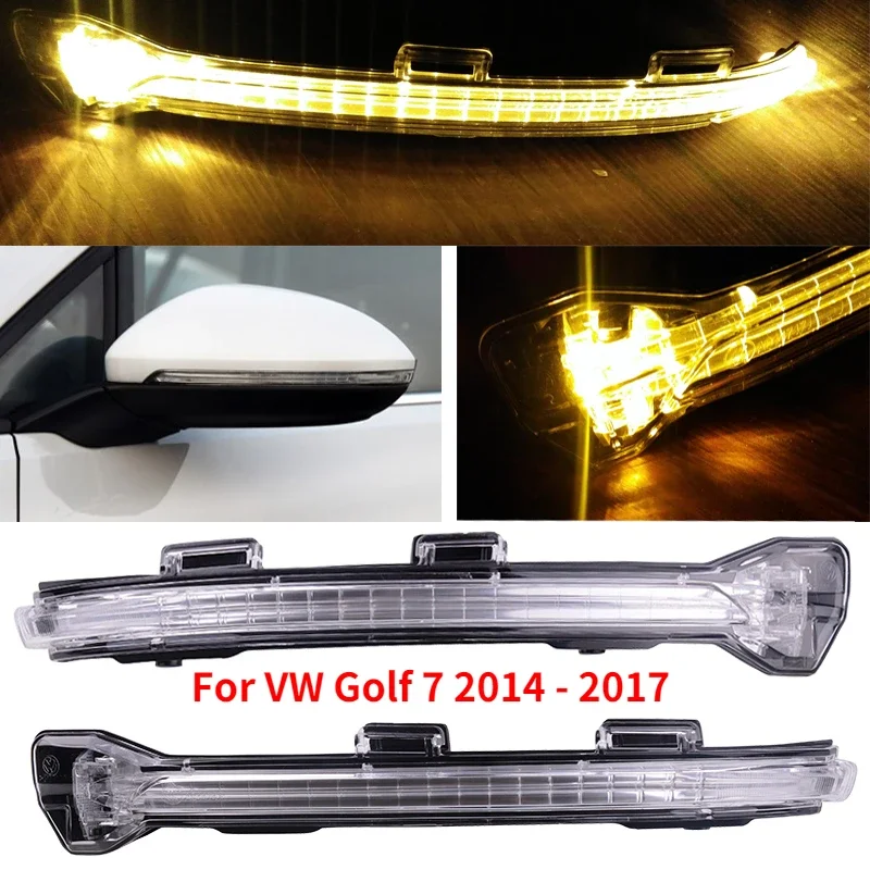 CAPQX 2PCS side mirror LED turn signal light lamp flasher blinks For VW Volkswagen Golf 7 Mk7 2014 2015 2016 2017