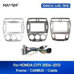 MAMSM-REPRODUCTOR Multimedia para coche, Radio con DVD, Android, Fascia, MP3, MP5, vídeo, Audio estéreo, marco de Panel, Cables Harnes, 10 pulgadas, para HONDA CITY 2006-2013