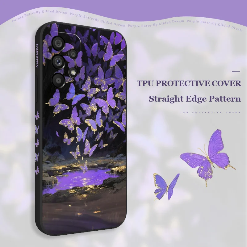 

Golden Butterfly Phone Case For Samsung Galaxy A73 A53 A33 A23 A13 A03 A72 A52 A52S A32 A22 A12 A71 A51 A31 A21S Silicone Cover