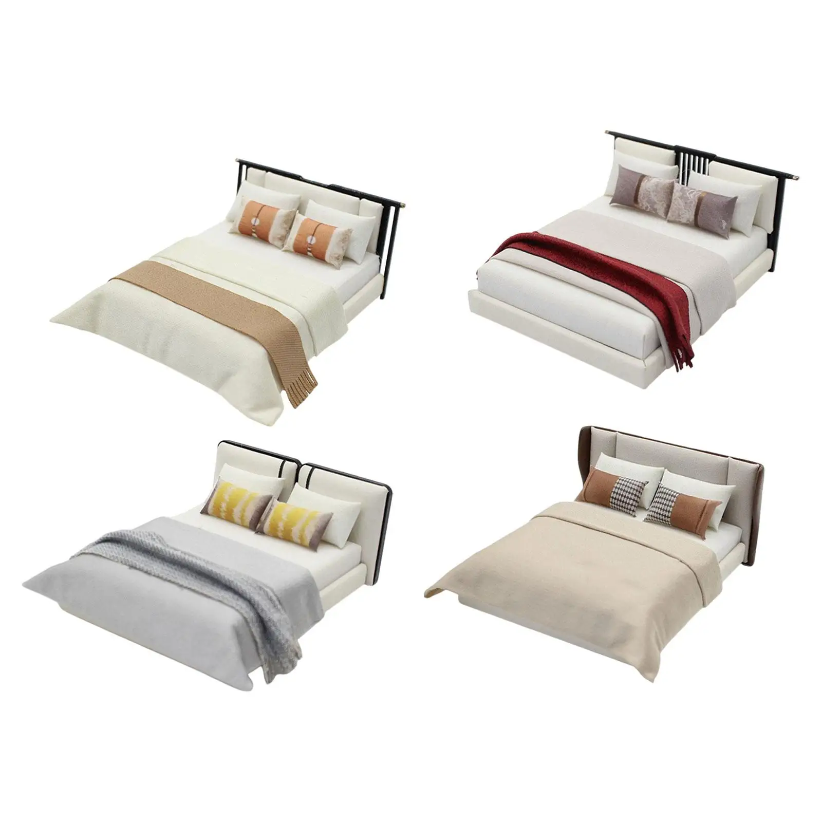 

Мебель для кукольного домика, кровать, миниатюрная мебель для кукольного домика, масштаб 1:20, элегантное украшение для комнаты, украшение для сцены песочного стола