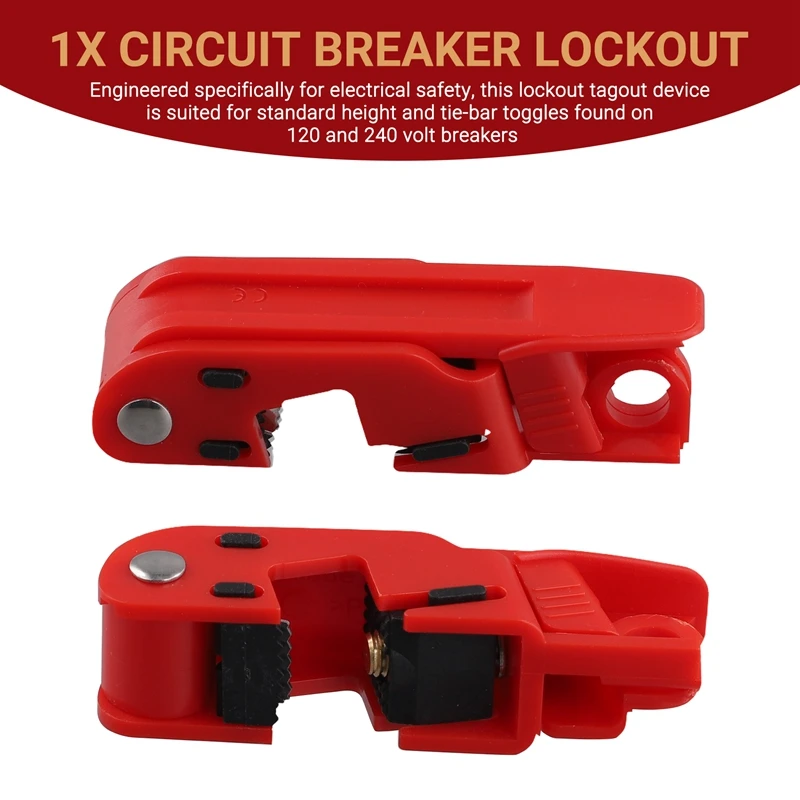 Red Electrical Box Circuit Breaker Lockout, Tagout Breaker Box Lock For Standard Single And Double Toggles