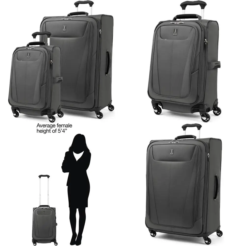 

Легкий расширяемый 4-колесный спиннерный набор чемоданов, чемодан Softside для мужчин и женщин, тене-серый цвет, дорожный набор из 2 предметов