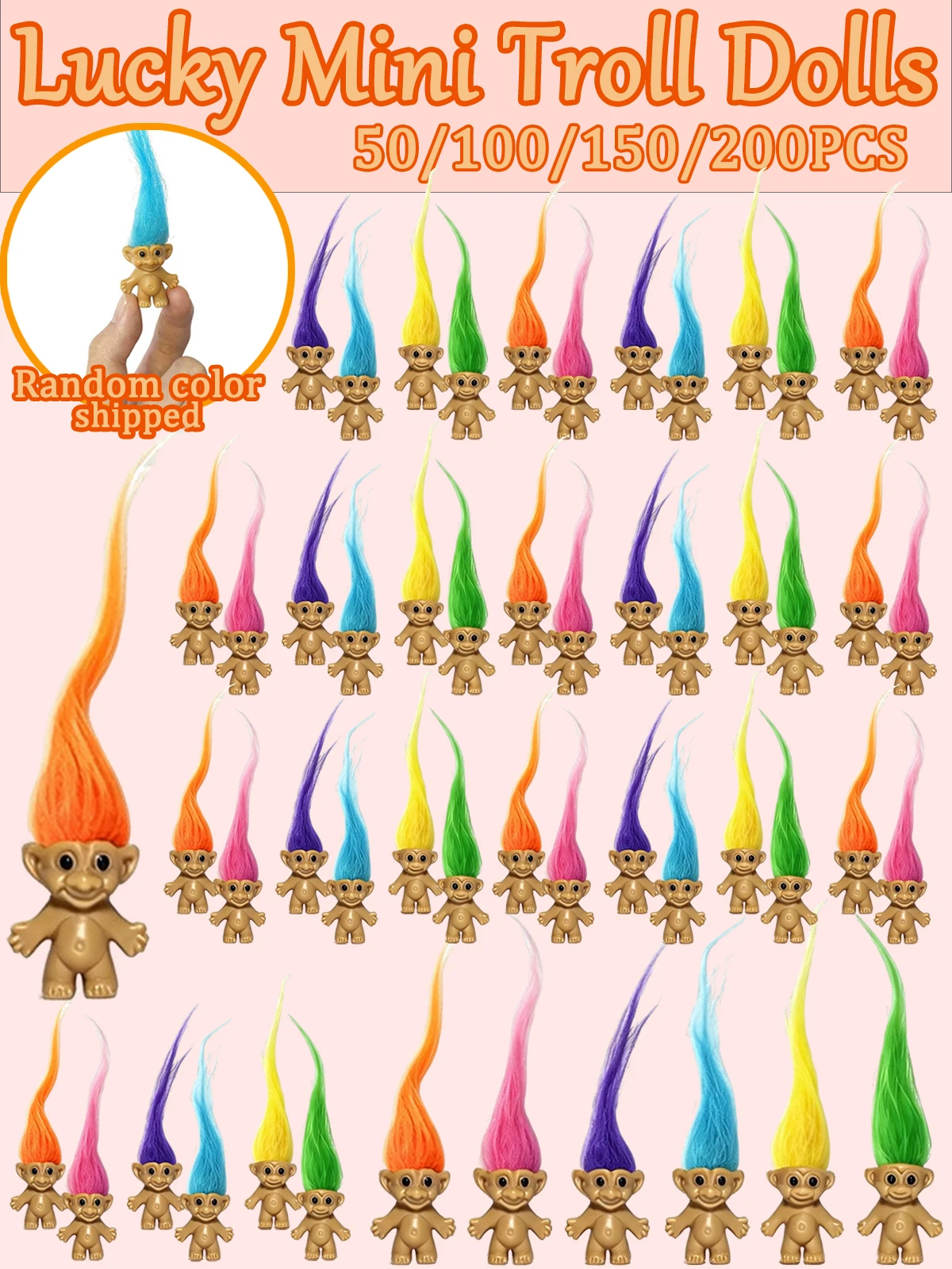 50-200 Stück Mini-Troll-Puppen Vintage Mini-Troll-Spielzeug für Kinder Geschenktüten-Füller Party-Geschenke Halloween Weihnachten Klassenzimmer-Geschenke