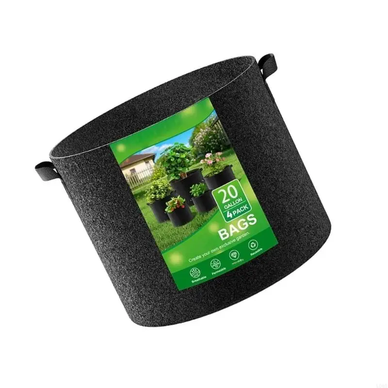   4x Reinforced Grow Pots Gardening Bags with Handles for Vegetables Herbs Flowers view 4