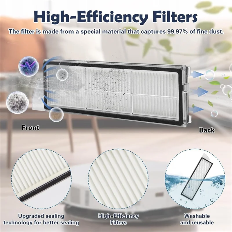 أجهزة المتسوق لـ Roborock S8 Maxv Ultra مكنسة كهربائية فرش جانبية رئيسية مرشحات HEPA مماسح أكياس الغبار القماشية الملحقات