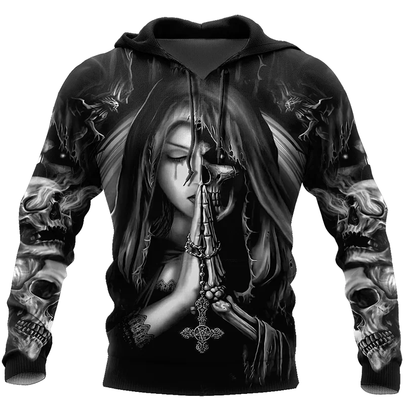 3D Printing Hoodie Men Punk Skull Fashion Skeletor Graphic Casual Goth Streetwear Oversize High-quality Pullover Autumn New Tops