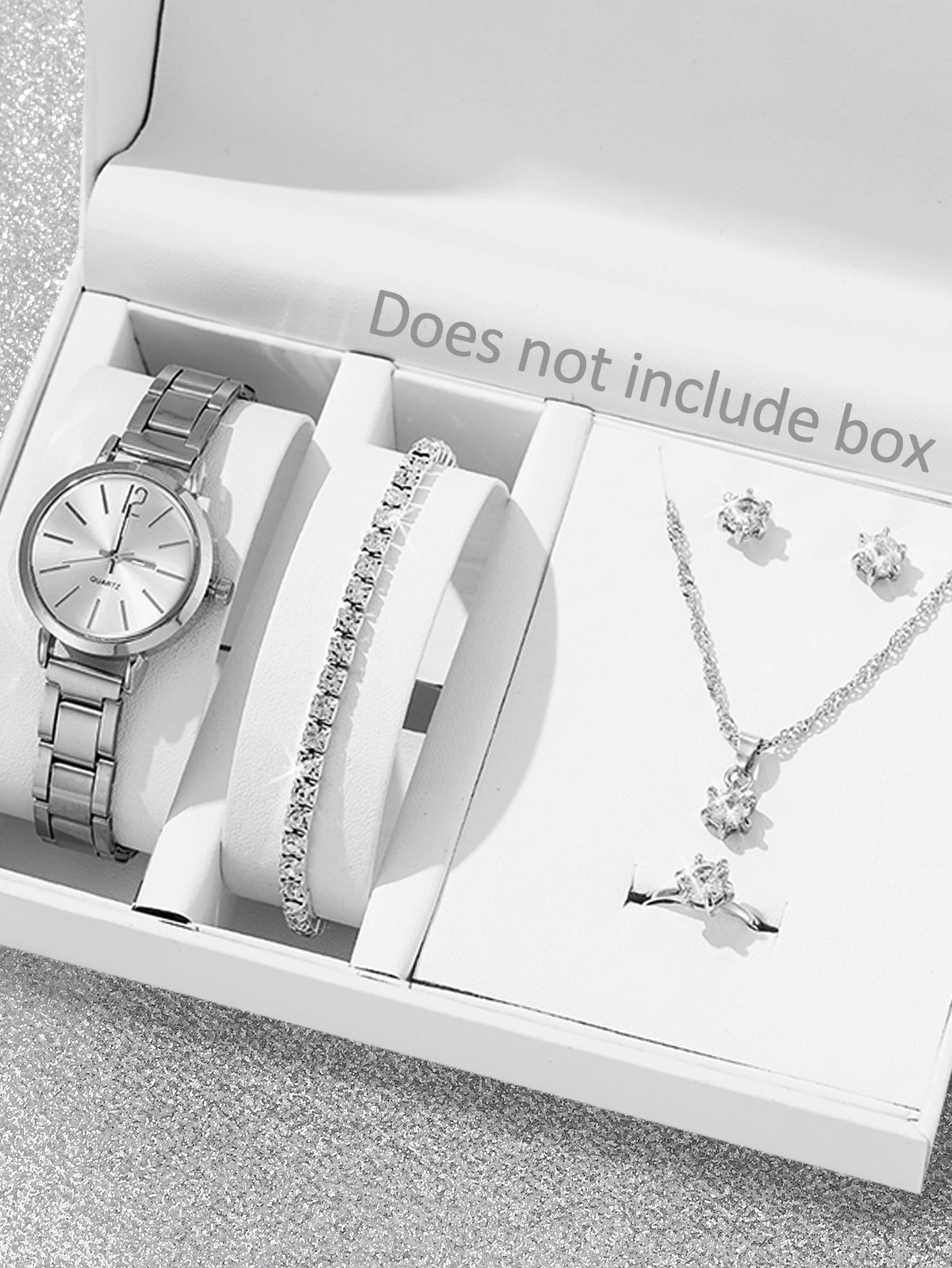 Stylish compact alloy ladies graduated quartz watch and small diamond necklace set gift party pieces