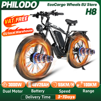PHILODO H8 3000W Dual Motor E-bike 48V 26Ah 26*4.0 Fat Tire Electric Mountain Bike Adult Snow  Electric Bicycle hydraulic brakes