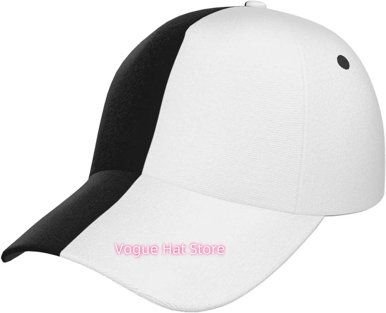 Split White and Black Flat Bill Hats Adjustable Baseball Cap Golf Hat for Men Women