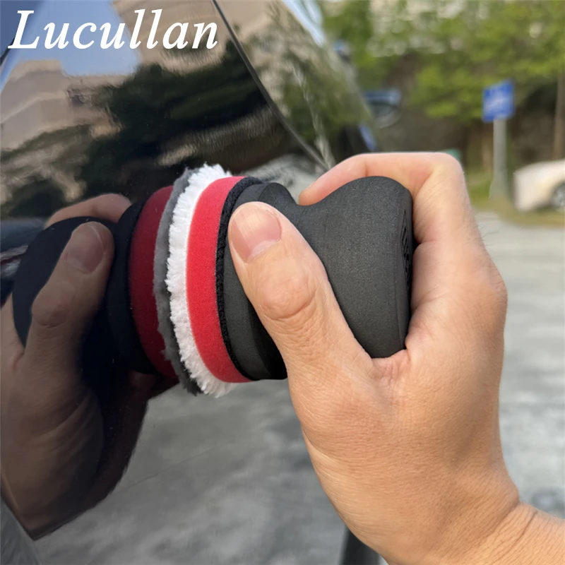 Lucullan Handi Puck Kit Ergonomic Grip Hand Applicator 4 Polishing Cleaning Finishing Pads