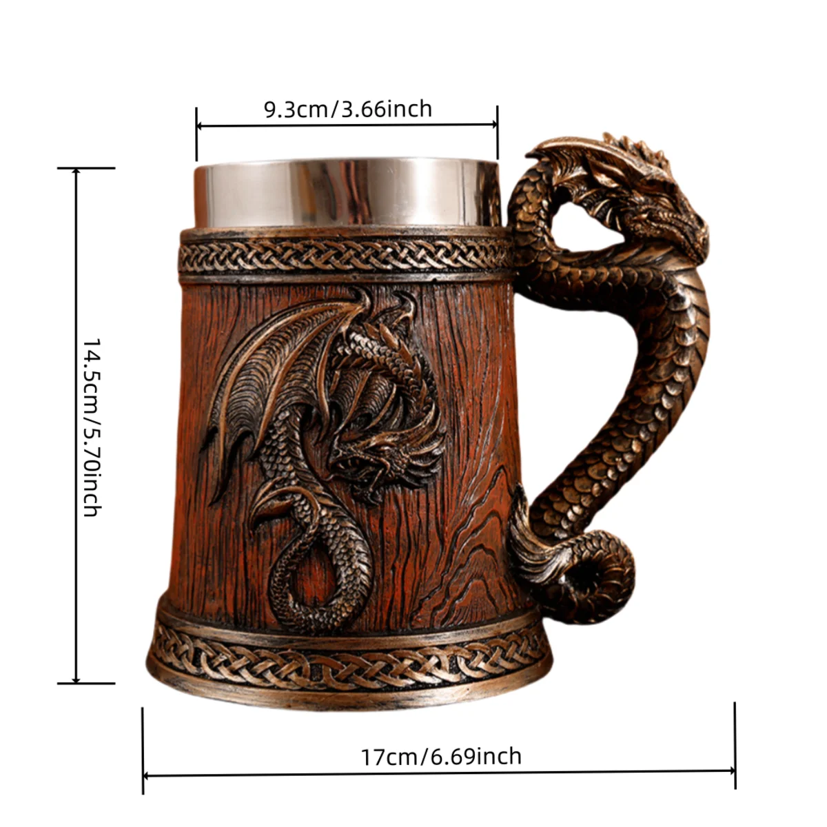 Medieval Large Dragon Barrel Beer Stein Tankard Coffee Cup Mug Stainless Steel Bar Home Decor Relatives and Friends Gifts