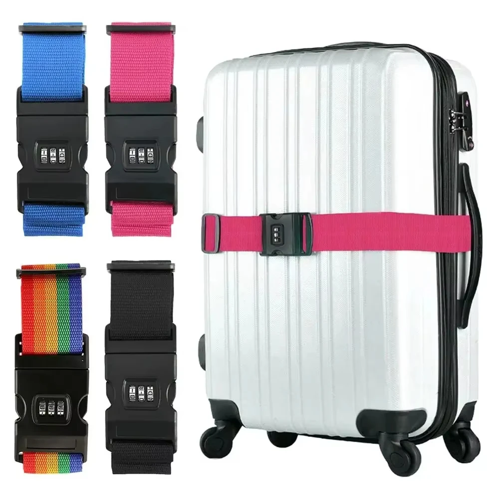 Password Customs Lock Luggage Cross Belt Adjustable Travel Suitcase Band Luggage Suitcase Rope 2M Straps Travel Accessories