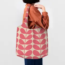 Custom Kawaii Printing Print Neon Pink Orla Kiely Tote Shopping Bag Washable Canvas Shopper Shoulder Bags Handbags Gifts