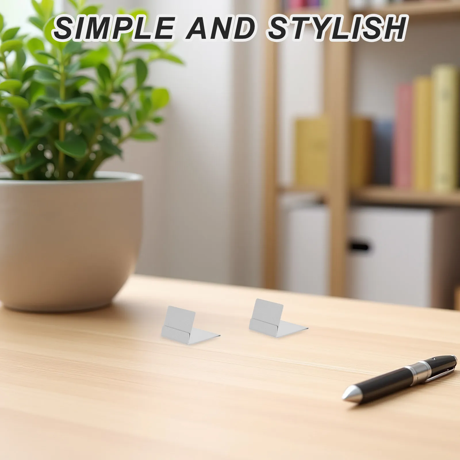6Pcs Stainless Steel Business Card Holder Metal Desk Stand Vertical Card Display Organizer Office Reception Namecard Stand