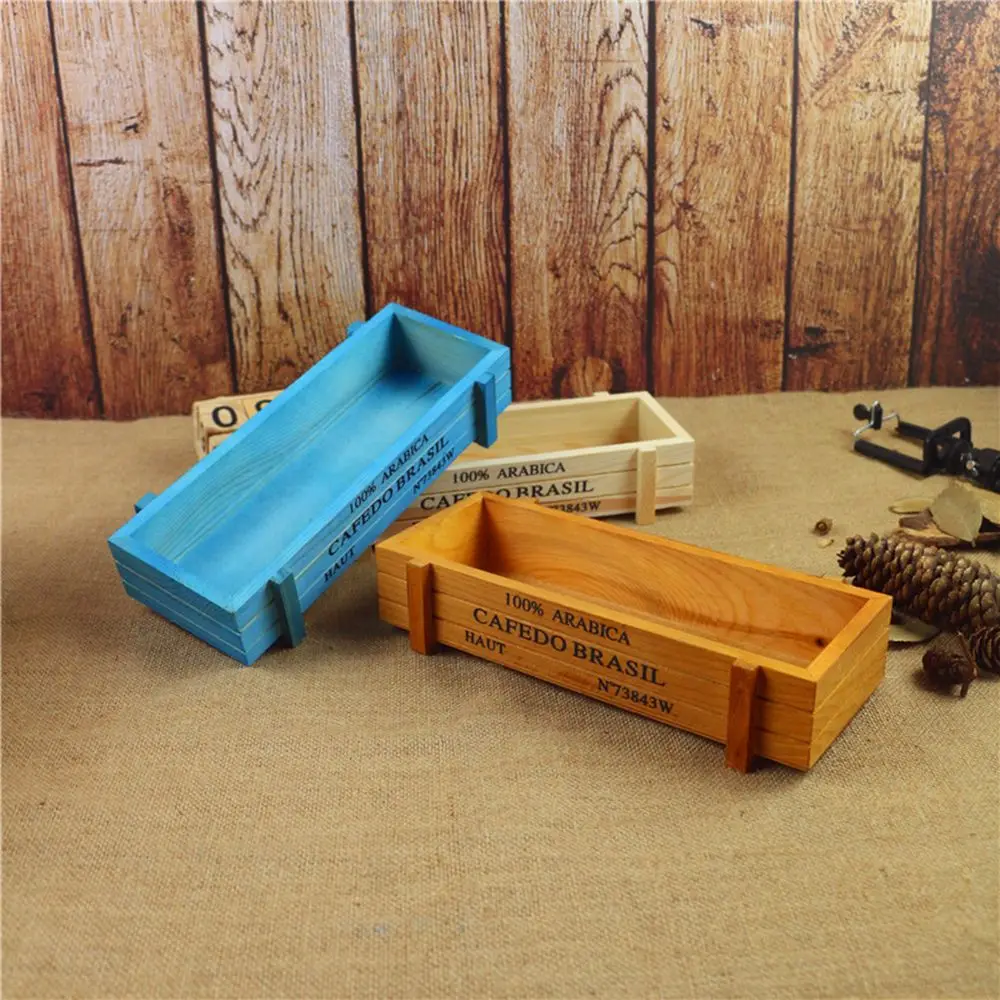 1 PC Tools Decorative Pots Trough Vintage Crates Rectangle Vase Succulent Boxes Wood Flowerpot