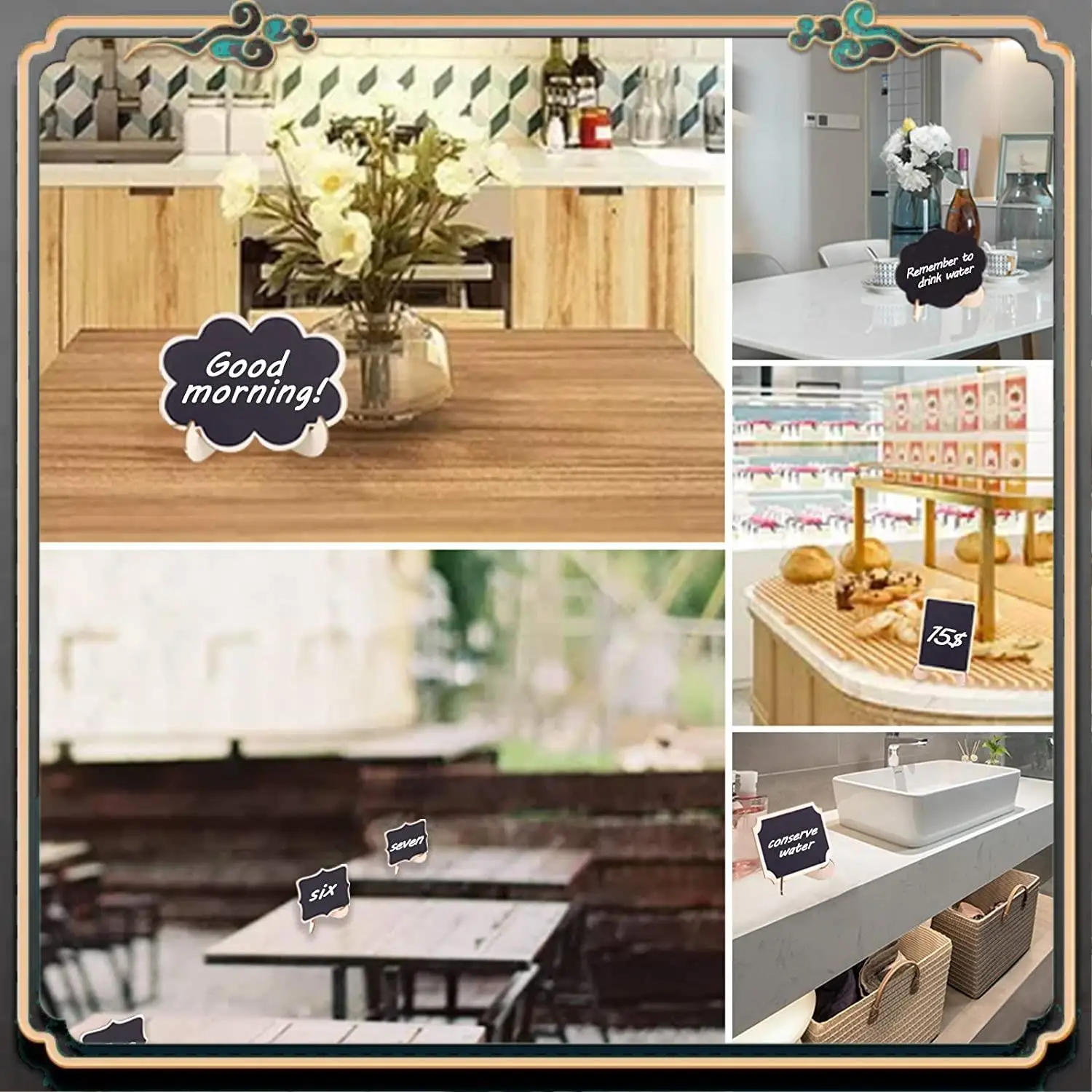 ASMA-30Pcs Mini Chalkboard Sign Food Labels For Party Buffet, Wooden Small Chalk Board Signs (Rectangle Notch )