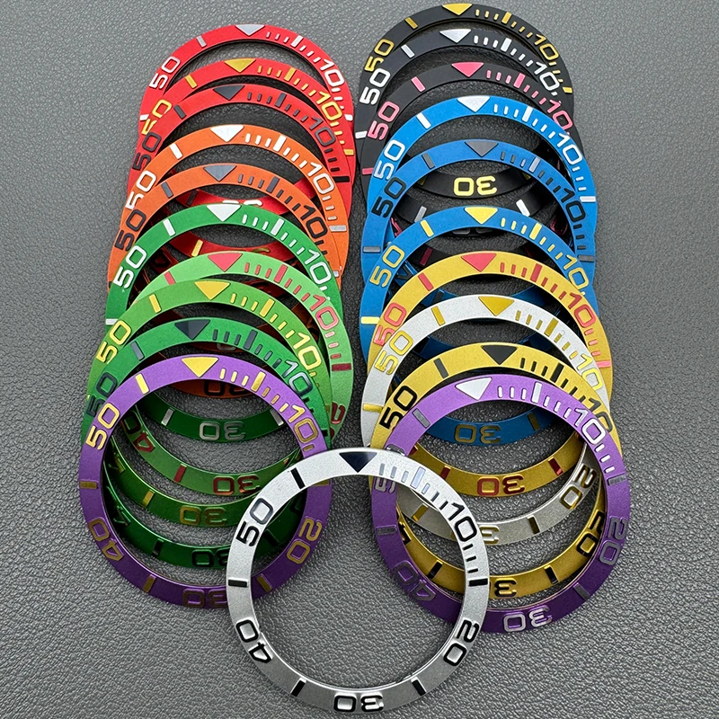 38mm Aluminium Watch Bezel Insert Custom Aluminum Rims For Mechanical Watches with SKX007 SKX009 NH35 NH36 Bezel Components