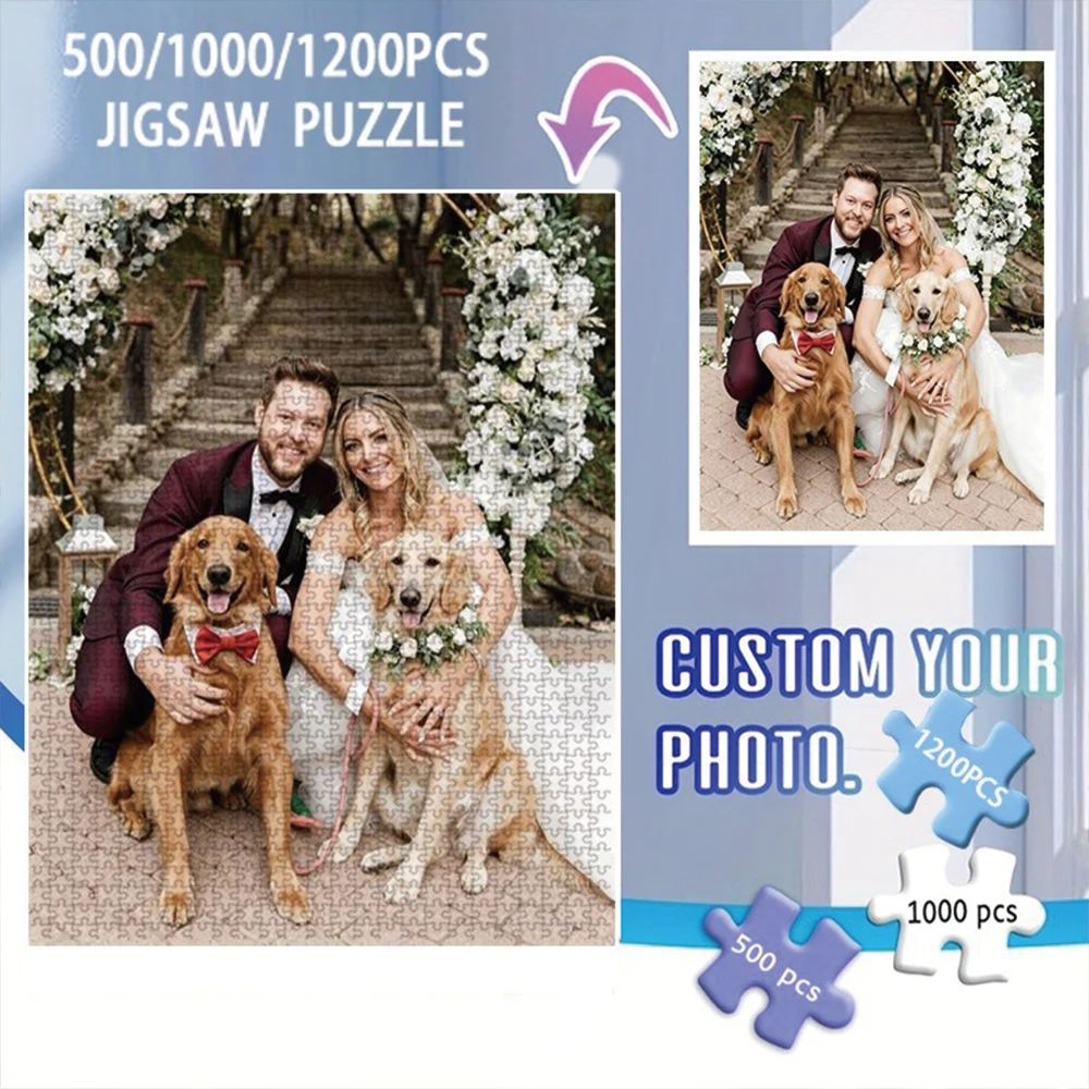 35/300/500/1000pcs Personalized Custom Photo Puzzle Couple Photos Christmas Valentine's Day Anniversary Gift