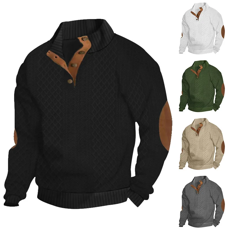 Spring Men's Outdoor Casual Crewneck Long-sleeved Jacquard Knitted Pullover Hoodie In European Size - Trendy And Comfortable