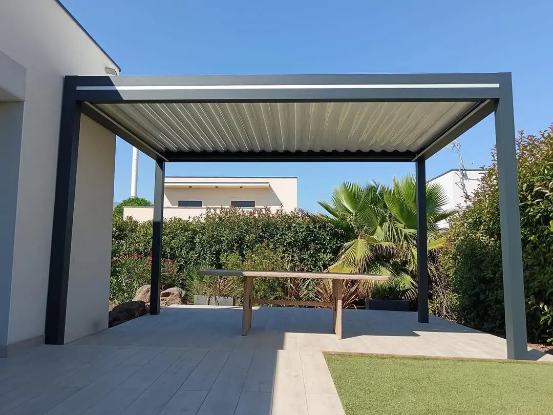 Smart Adjustable Motorized Pavilion Bioclimatic Louvered Roof Rainproof Aluminum Pergola Waterproof Gazebo with Remote Control