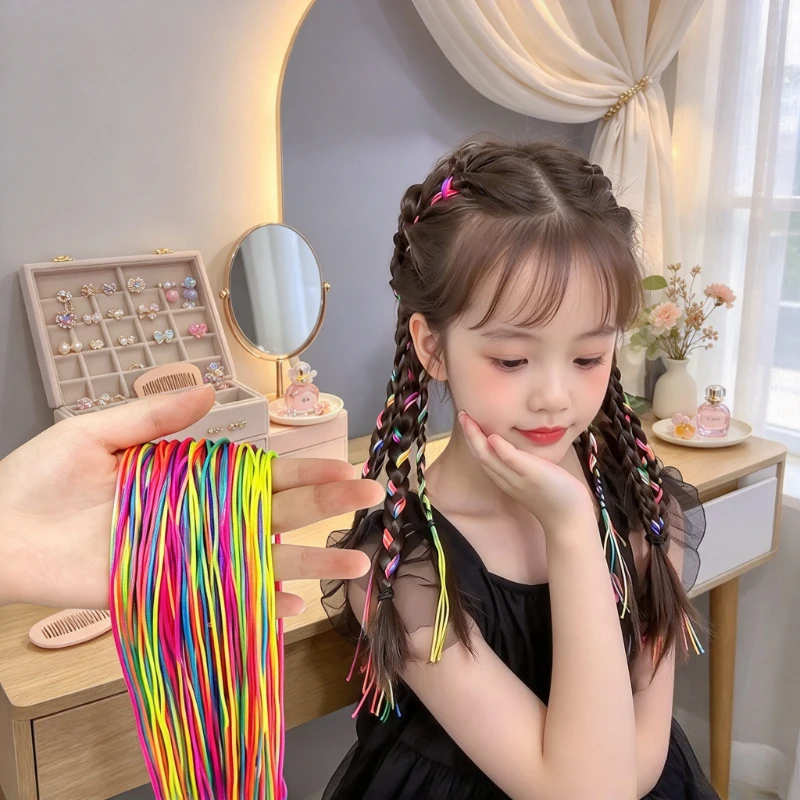 32本セットのカラフルなヘアブレード用コード。装飾用の編み込みヘアに最適な、鮮やかなリボンヘアアクセサリー。耐久性に優れたヘアスタイリング用コード。