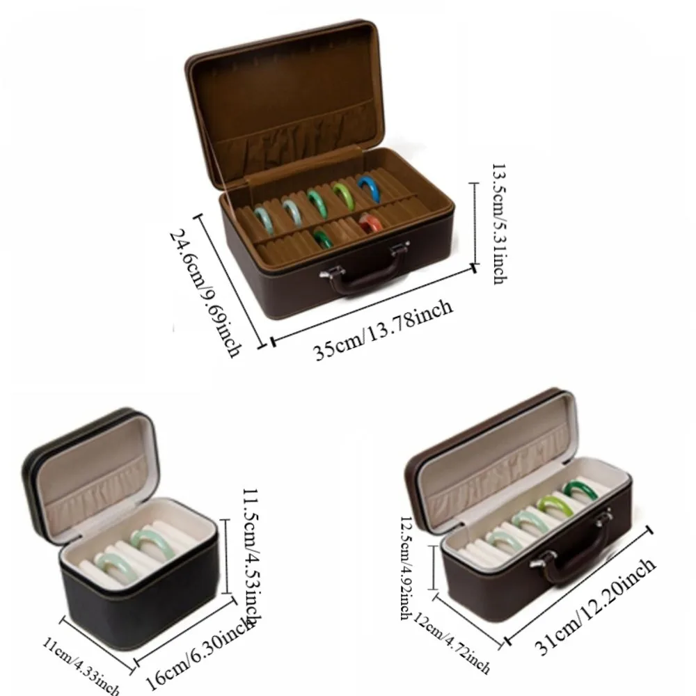 PU Leather Bracelet Display Box Rings Necklace Velvet Inner Jewelry Storage Boxes Holder Organizer Bracelet Carrying Case